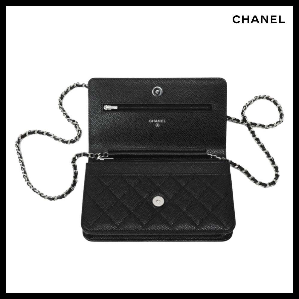 【CHANEL】Classic Wallet On Chain Grained Calfskin