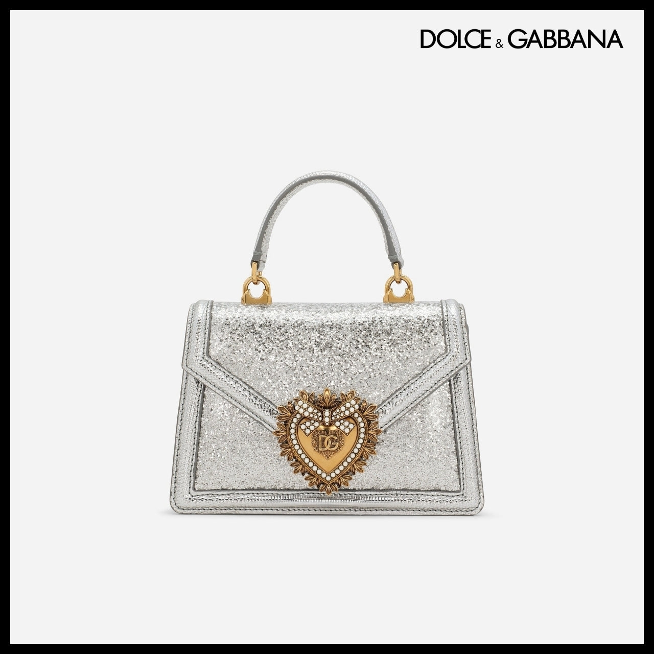 【Dolce & Gabbana】Small Devotion Top-Handle Bag Silver