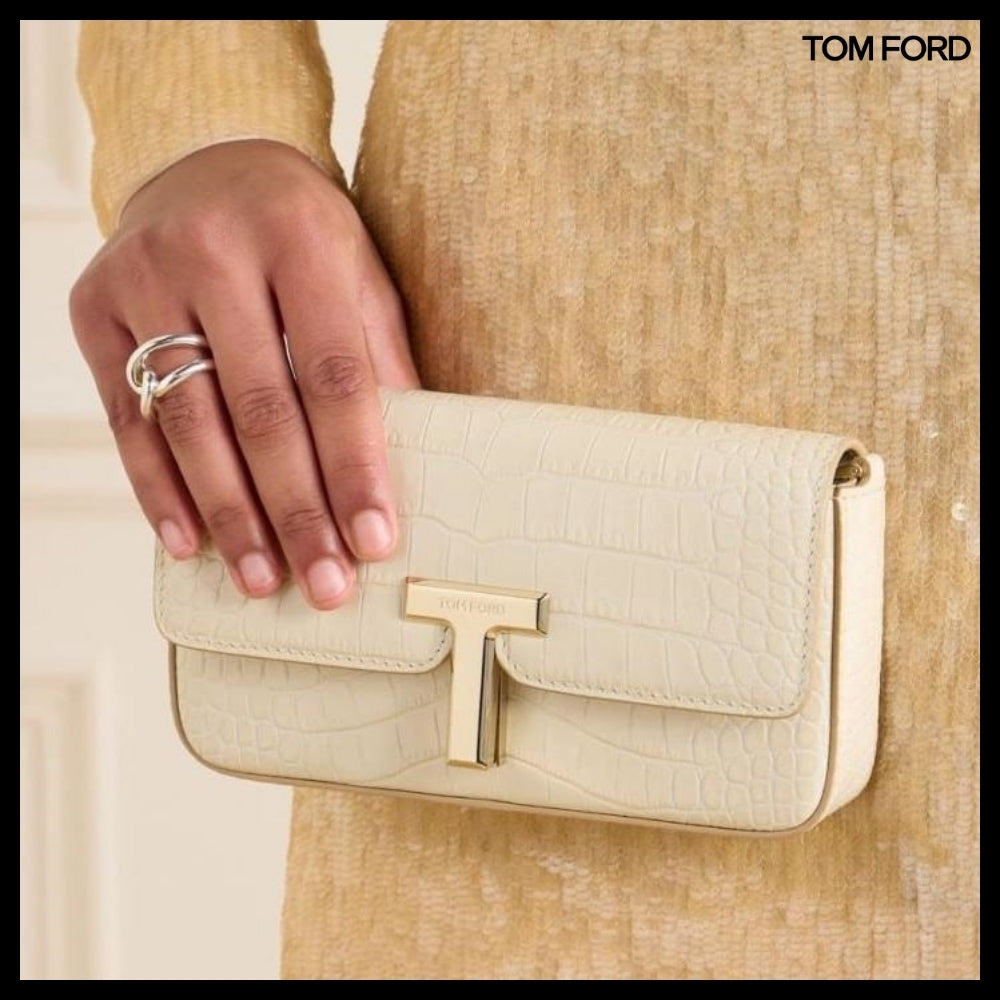 【TOM FORD】CROC EFFECT WALLIS CLUTCH BAG