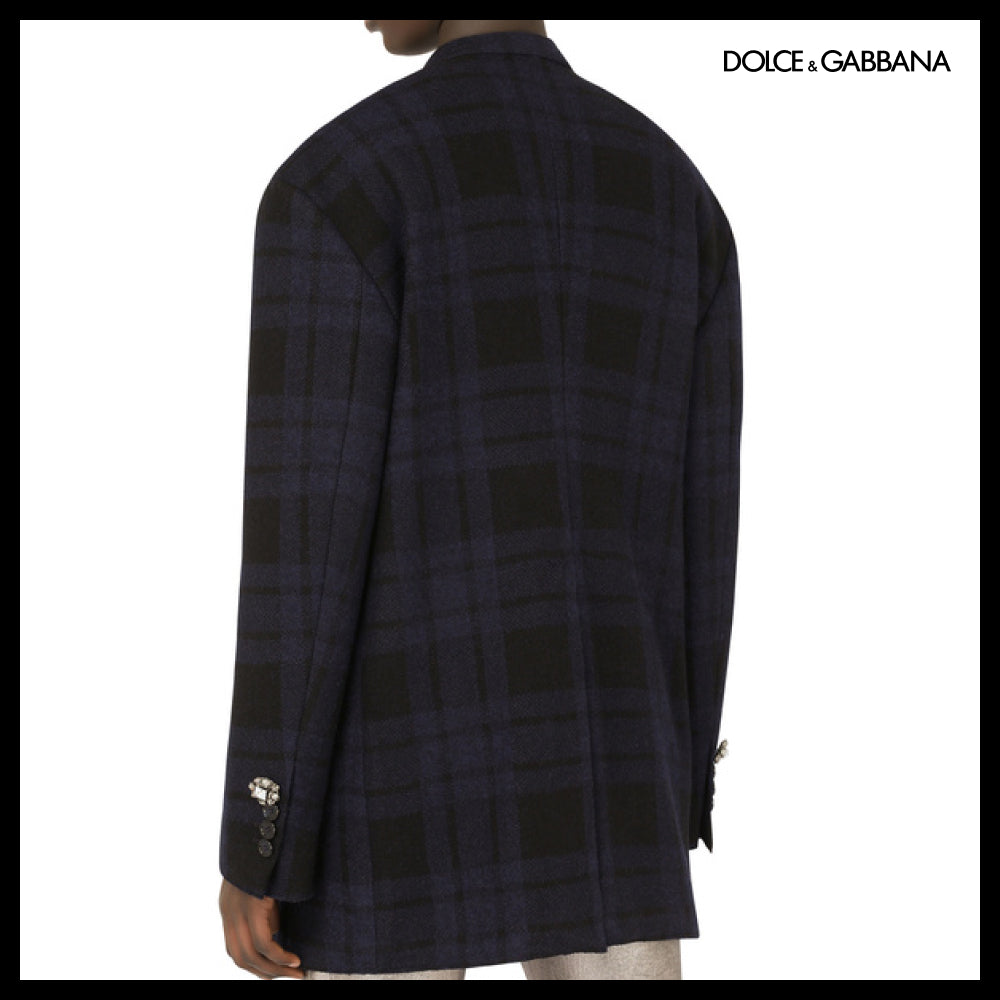 【Dolce & Gabbana】DOUBLE-BREASTED CHECKED JERSEY JACKET
