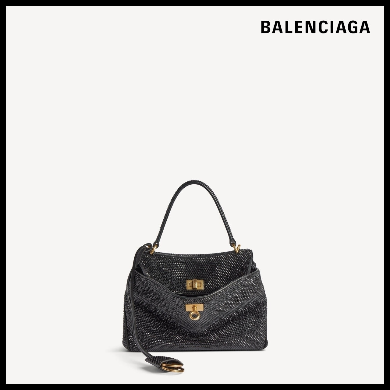 【BALENCIAGA】Rodeo Rhinestone Handbag Mini Black