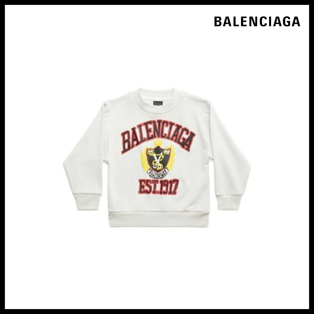 【BALENCIAGA】Kids DIY College Sweatshirt White