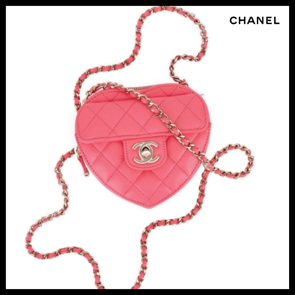 【CHANEL】Heart Bag Small Lambskin Pink with Gold Hardware