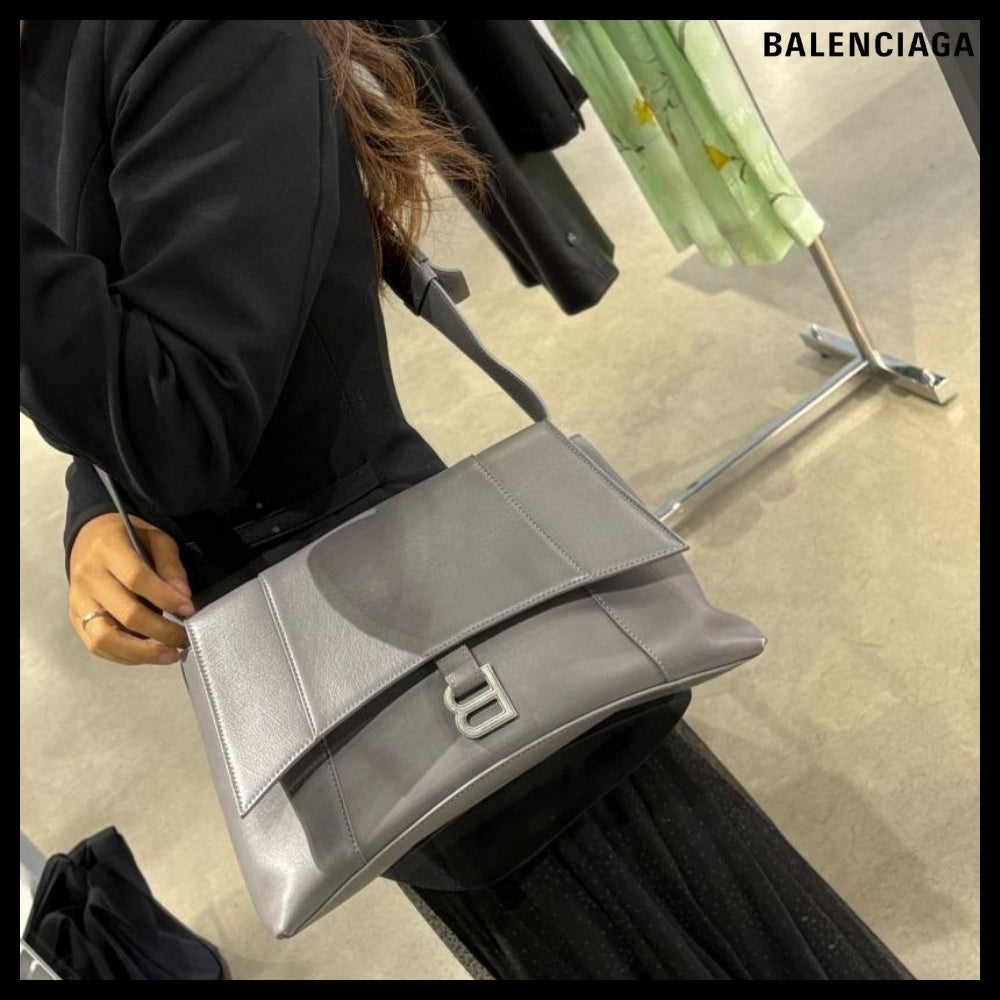 【BALENCIAGA】Downtown Medium Shoulder Bag Grey