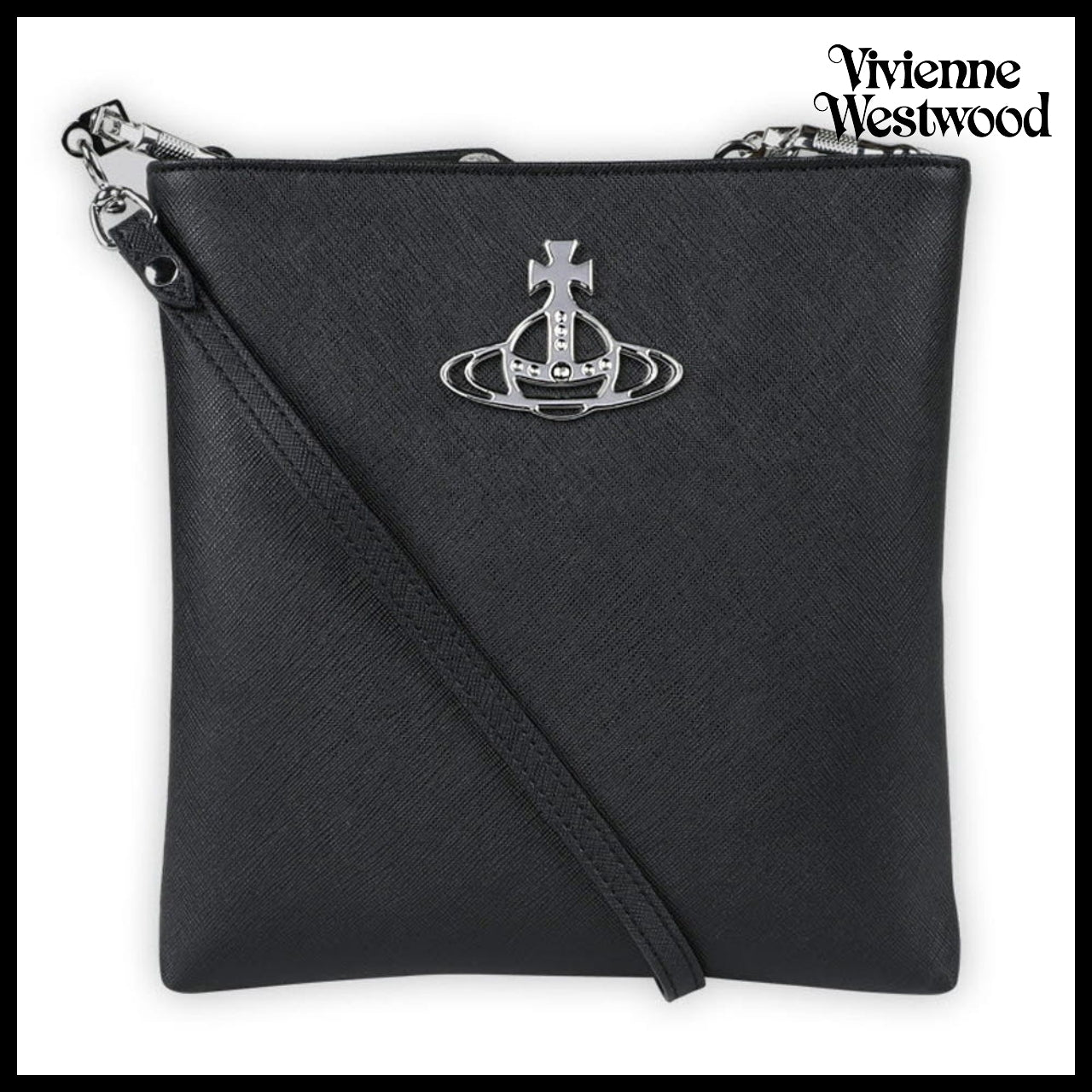 【Vivienne Westwood】Saffiano Plain Crossbody Bag Black