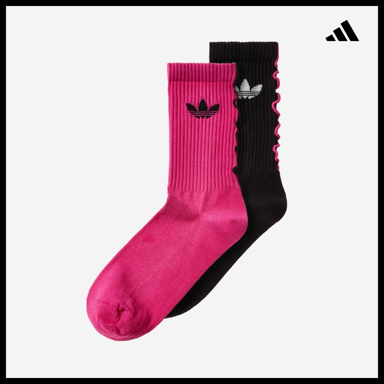 【ADIDAS】 Ruffle Crew Socks 2 Pairs Feminine Casual