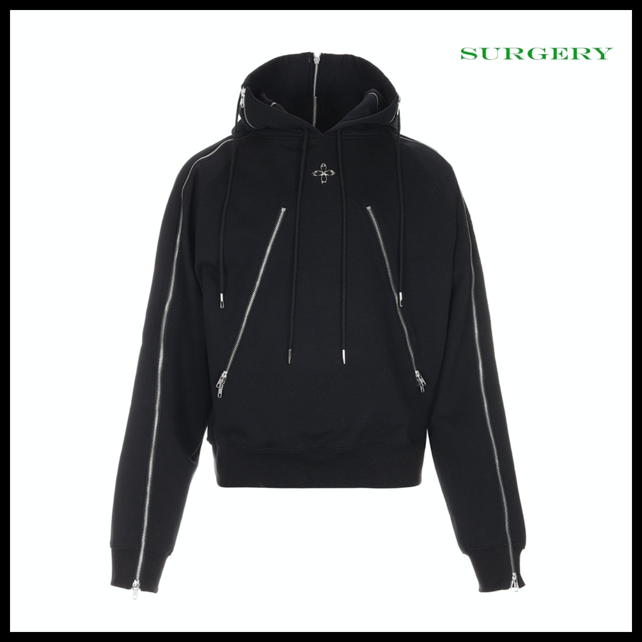 【Surgery】Four Directions Zipper Hoodie Black