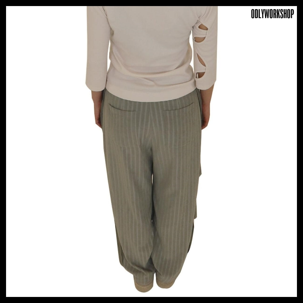 【ODLYWORKSHOP】Smog Stripe Knee Dart Trousers 2Colors
