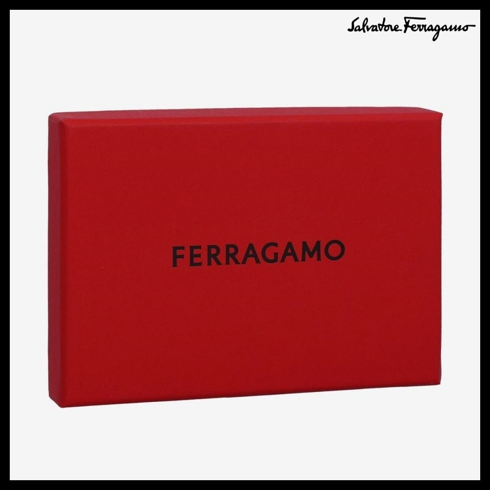 【FERRAGAMO】Hug Compact Two Tone Wallet Black Nyland Pink