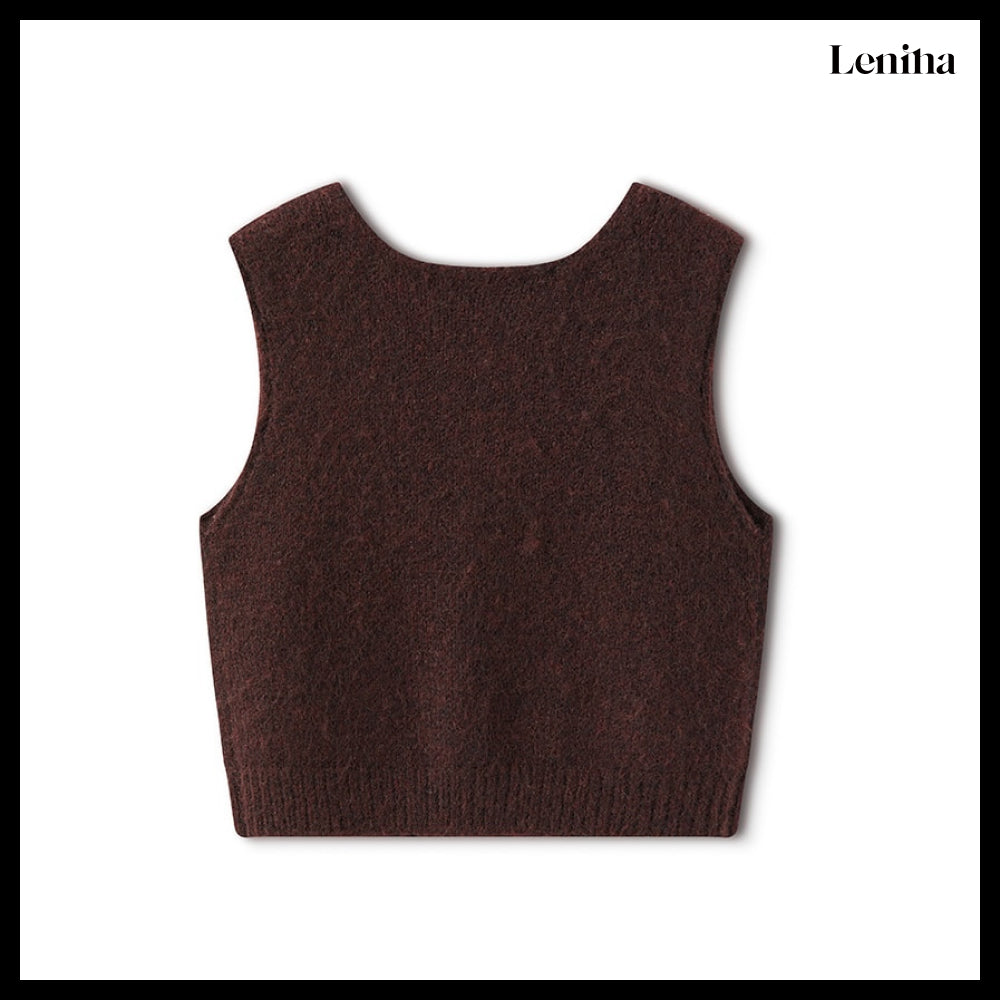 【LENINA】JOUR Round Neck Knit Vest 2 Colors
