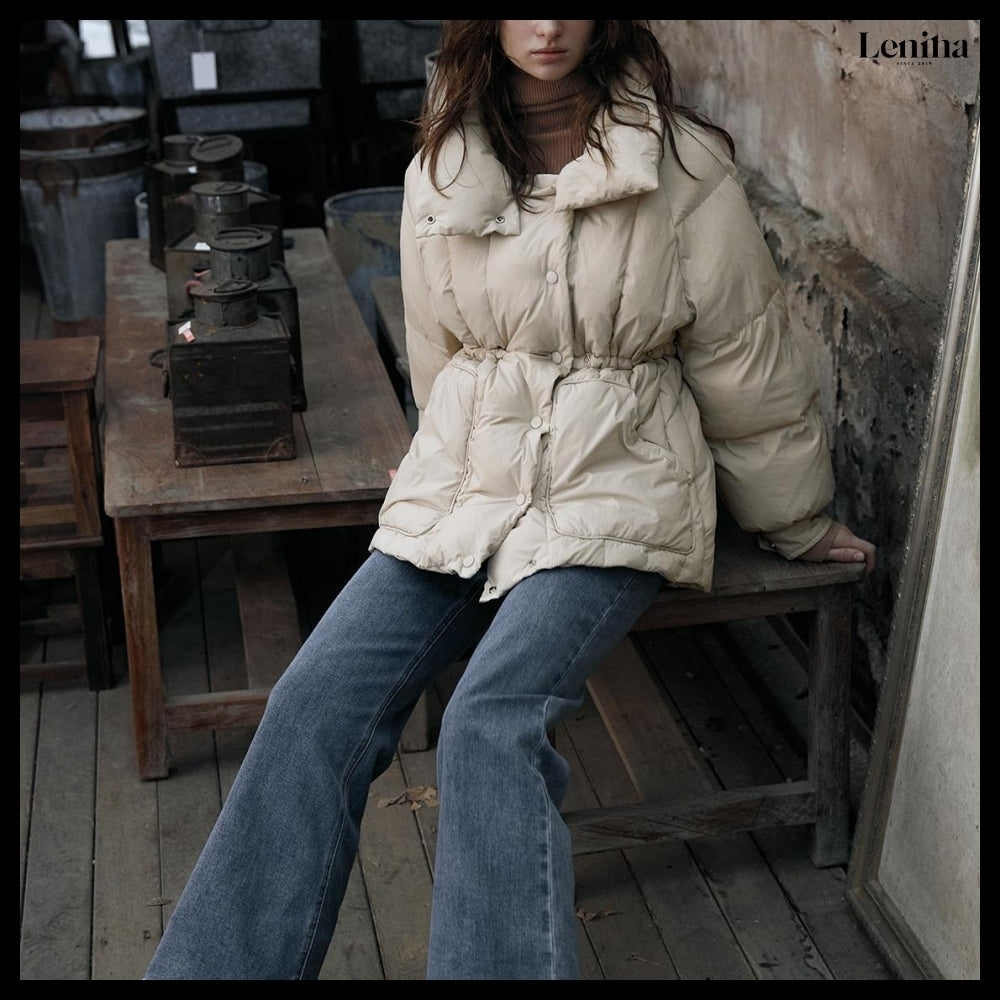 【LENINA】Jade Stand Collar Down Padding 2 Colors