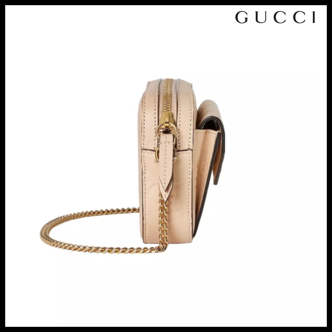 【GUCCI】GG Calf Leather Mini Shoulder Bag Souffle Rose