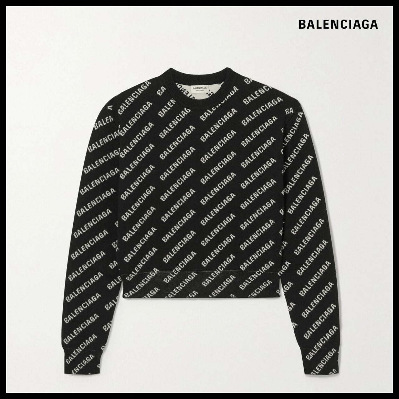 【BALENCIAGA】Mini Allover Logo Sweater Black White