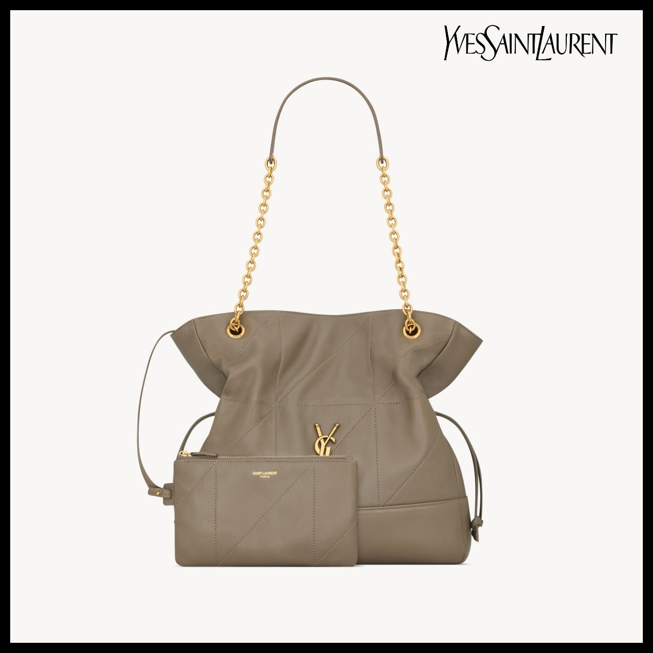 【Saint Laurent】Lambskin Small Shopping Bag Light Taupe