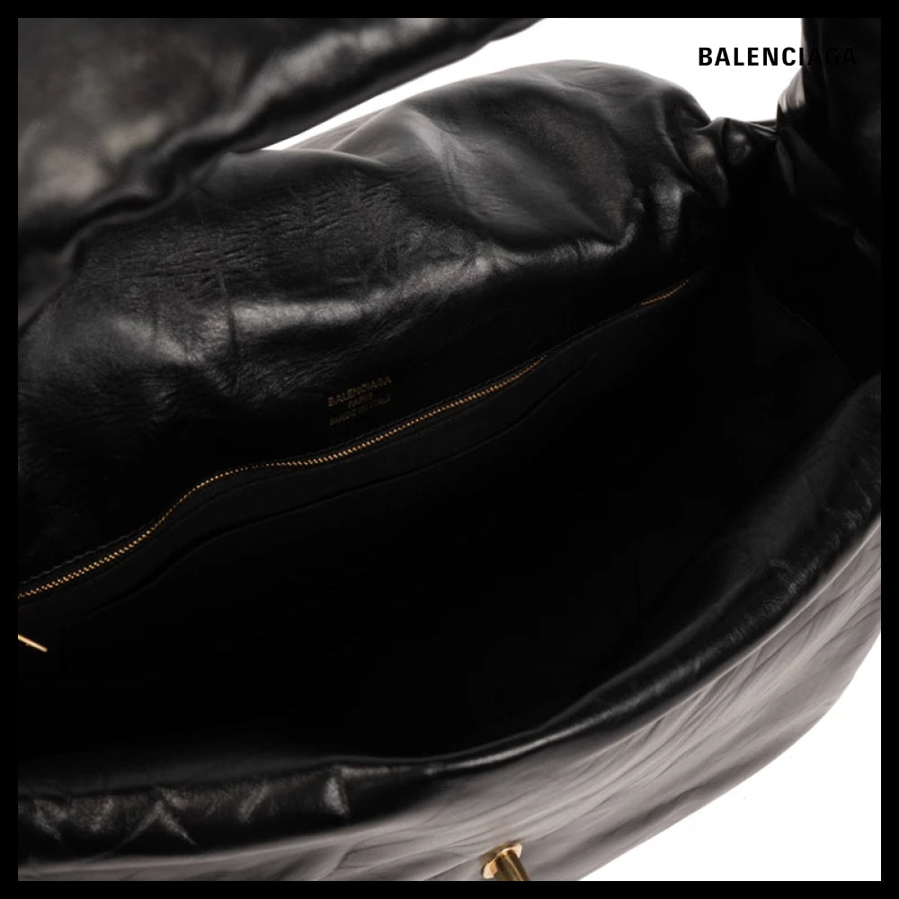 【BALENCIAGA】Monaco Black Leather Sling M Shoulder Bag