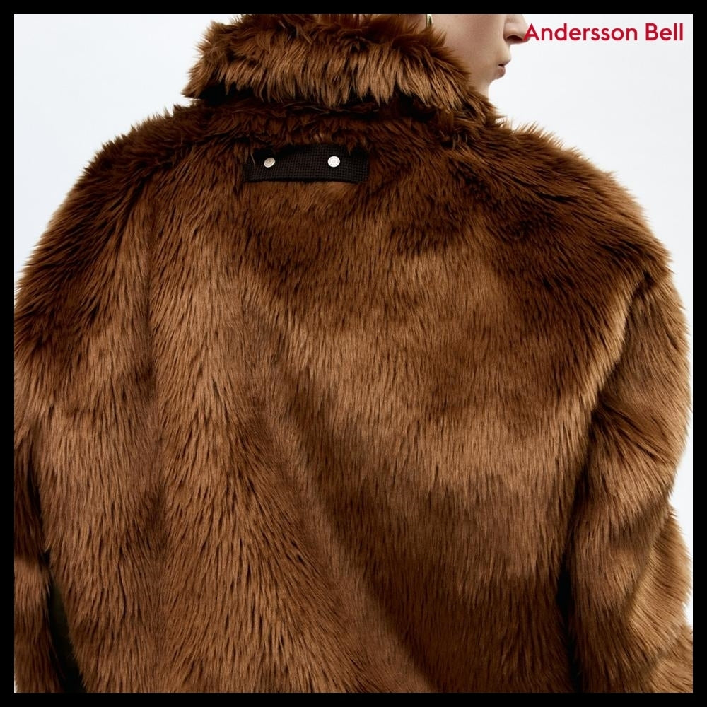 【ANDERSSON BELL】Unisex Flight Fur Bomber Jacket Brown