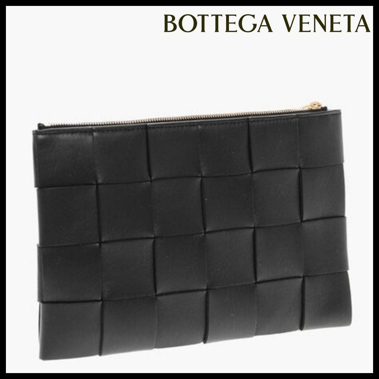 【BOTTEGA VENETA】Black Leather Clutch