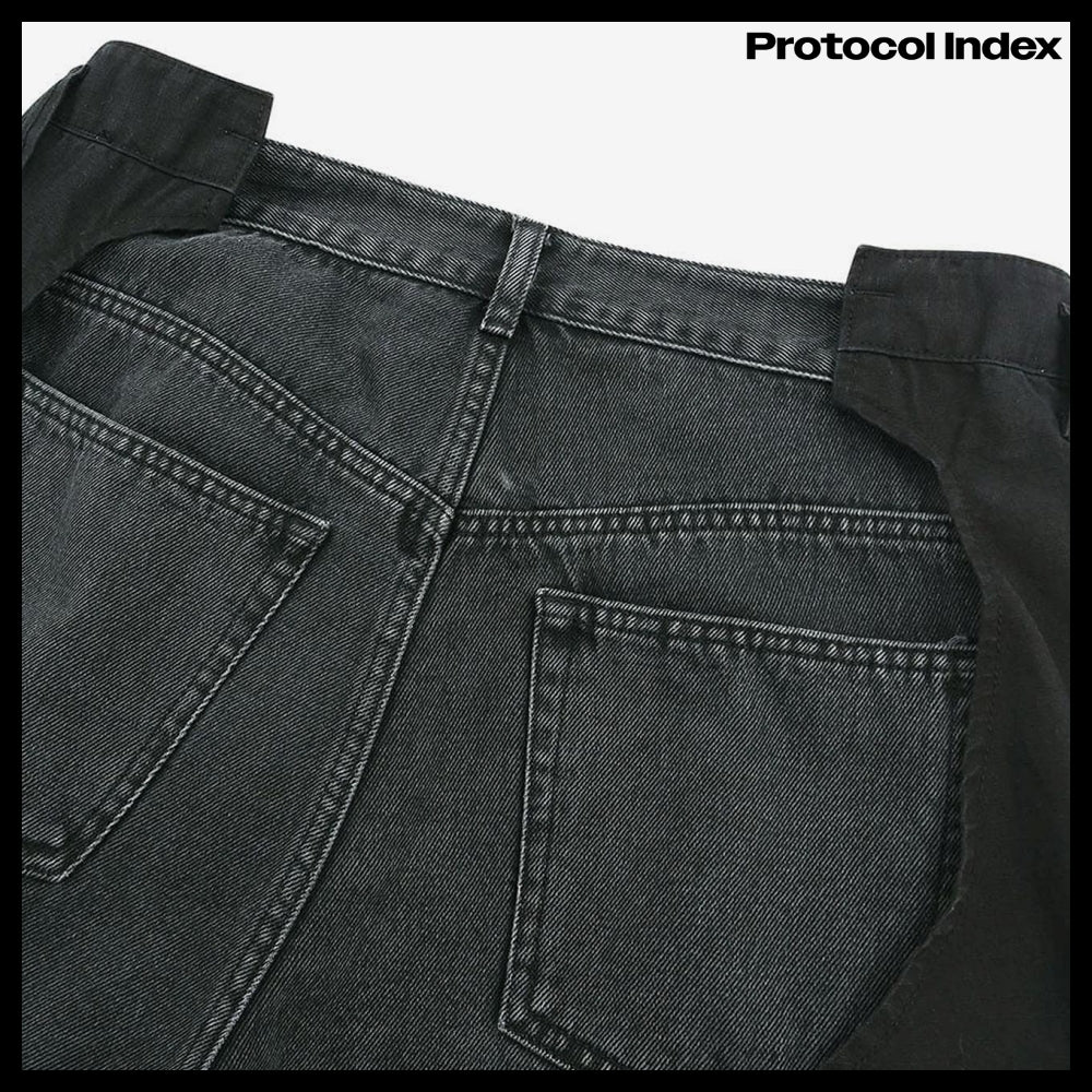 【PROTOCOL INDEX】BIKER CARGO DENIM PANTS BLACK