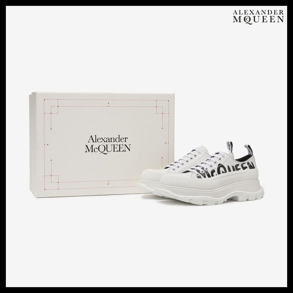 【Alexander Mcqueen】Tread Slick Lace-Up Sneakers White