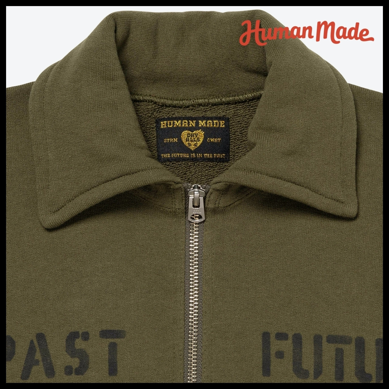 【HUMAN MADE】HALF-ZIP SWEATSHIRT OLIVE DRAB