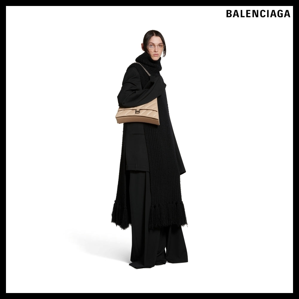 【BALENCIAGA】Crush Medium Chain Bag Quilted in Beige