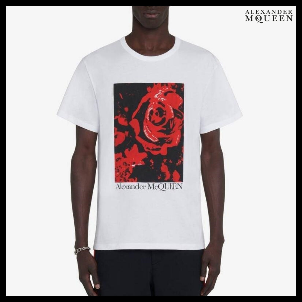 【Alexander Mcqueen】Wax Flower T-shirt in White/Red