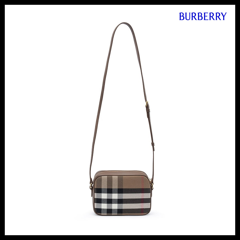 【BURBERRY】House Check Camera Bag Brown (Brown Strap)