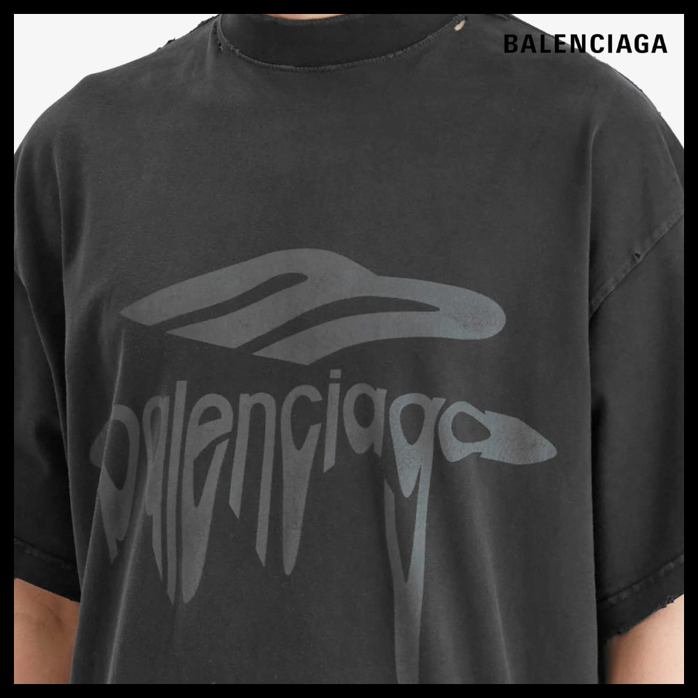 【BALENCIAGA】Wavy Logo Oversized T Shirt Crewneck