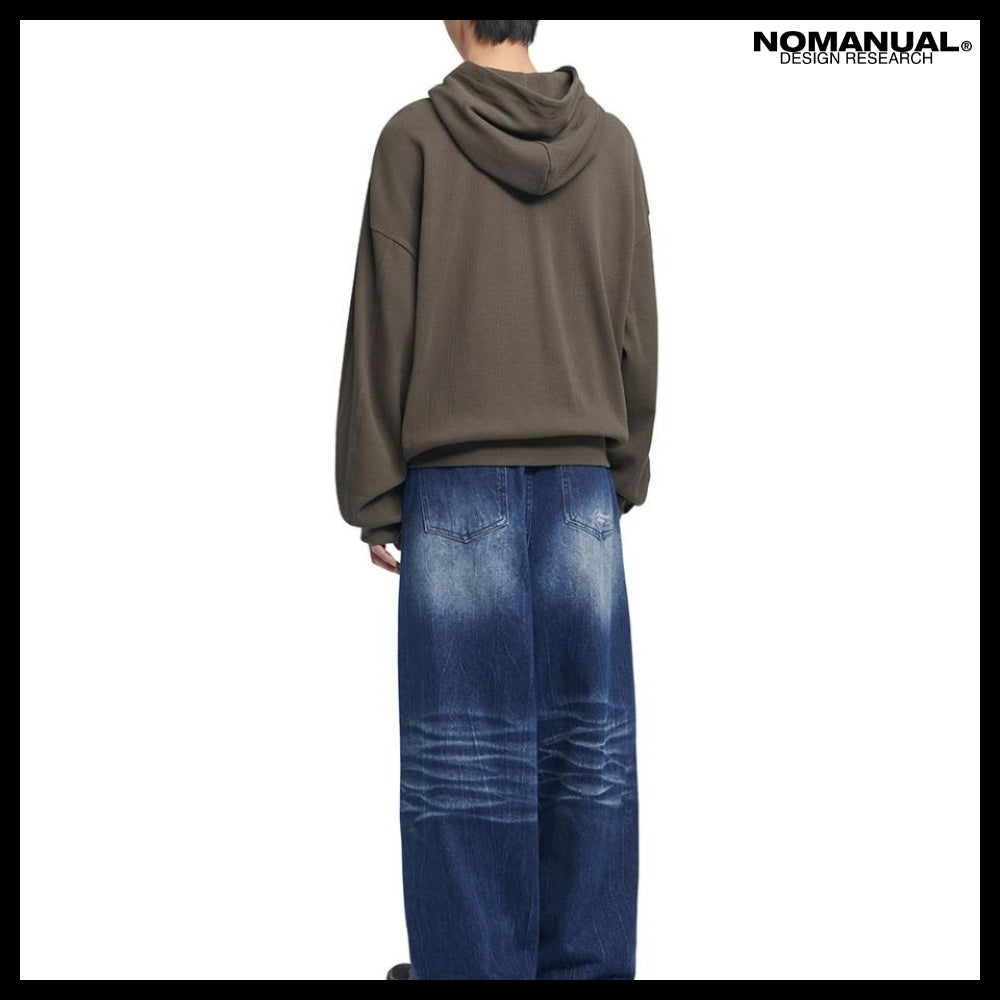 【NOMANUAL】NM WAFFLE HOODED ZIP UP 2 Colors