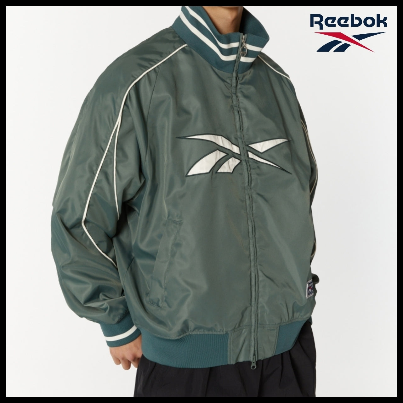 【Reebok】Vector Stadium Varsity Jacket Green