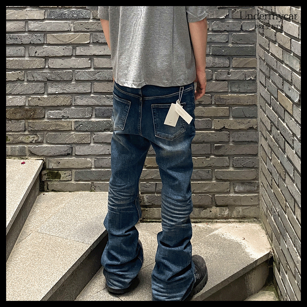 【Undermycar】Mu.114 Original Logo Washed Slim Flare Jeans