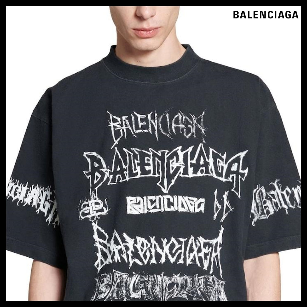 【BALENCIAGA】Large Fit T-Shirt Faded Black White