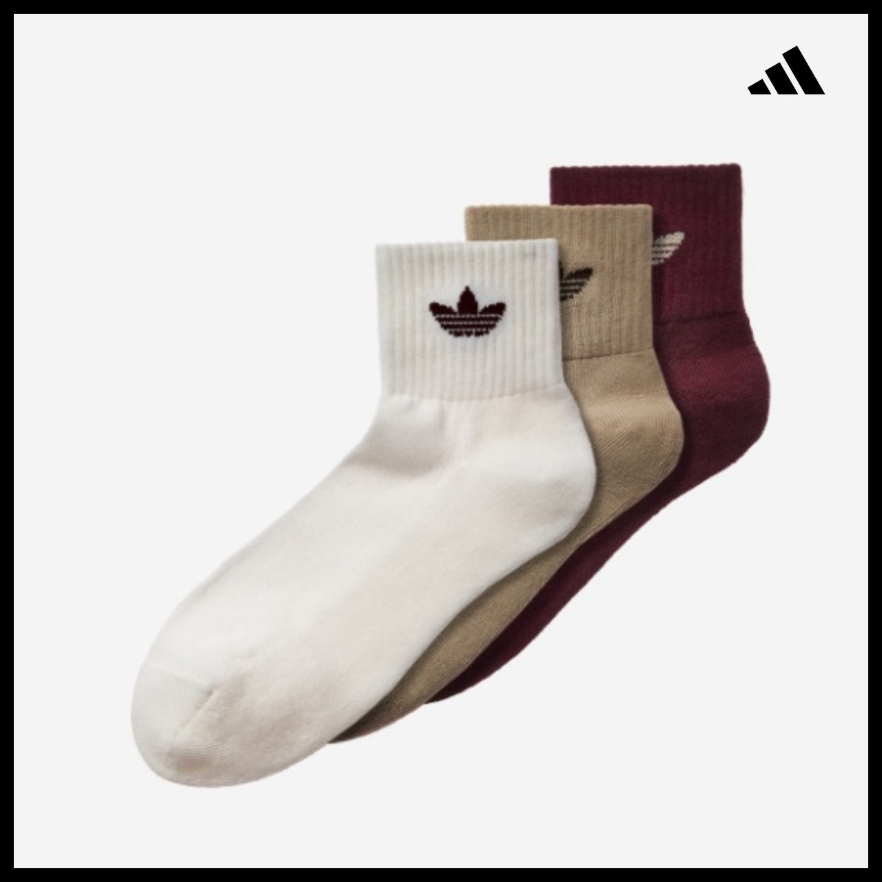 【ADIDAS】 Mid-Cut Crew Socks 3 Pairs Daily Sports