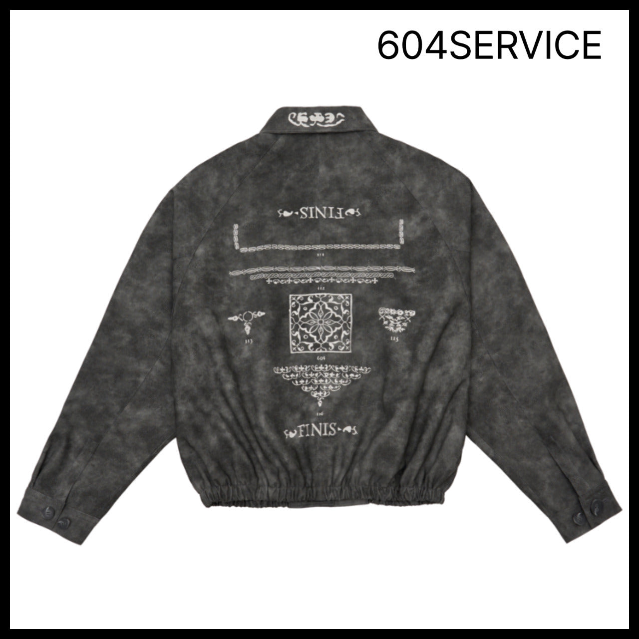 【604service】EMBROIDERED LEATHER JACKET IN CHARCOAL
