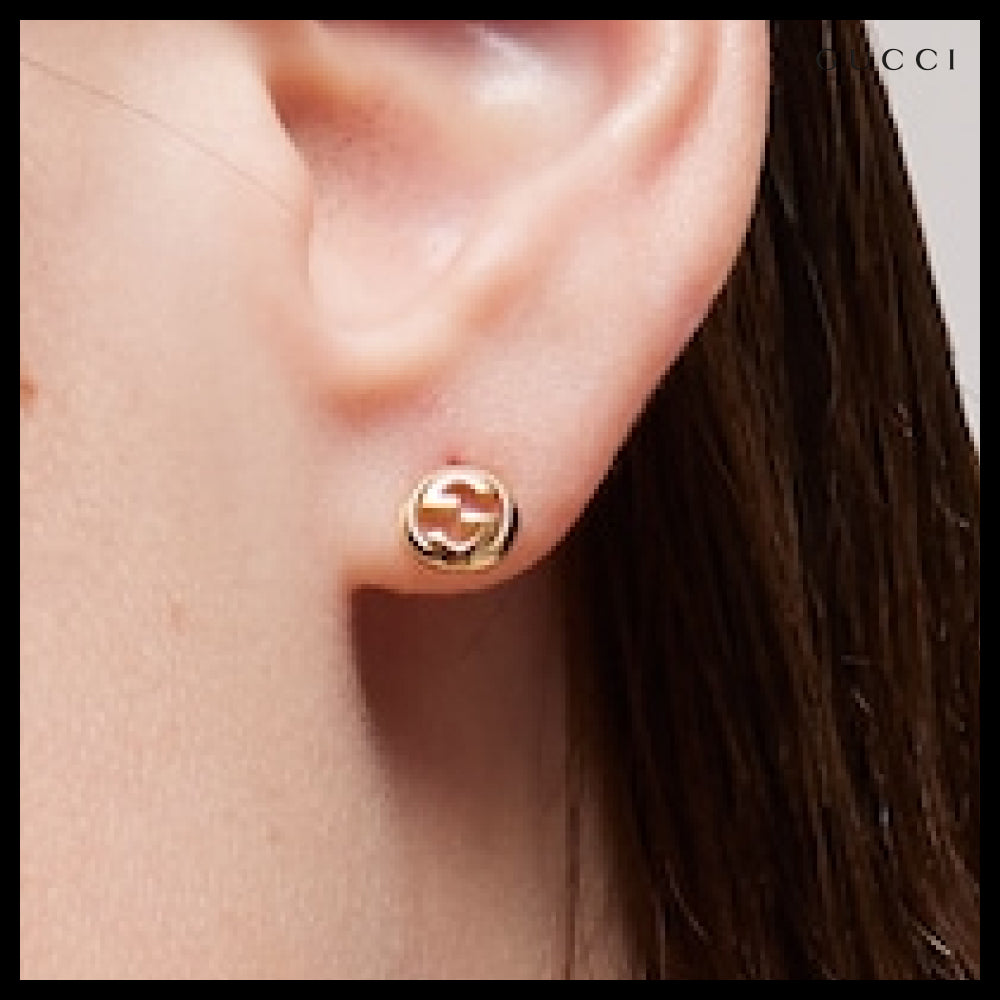 【GUCCI】Interlocking 18K Stud Earrings