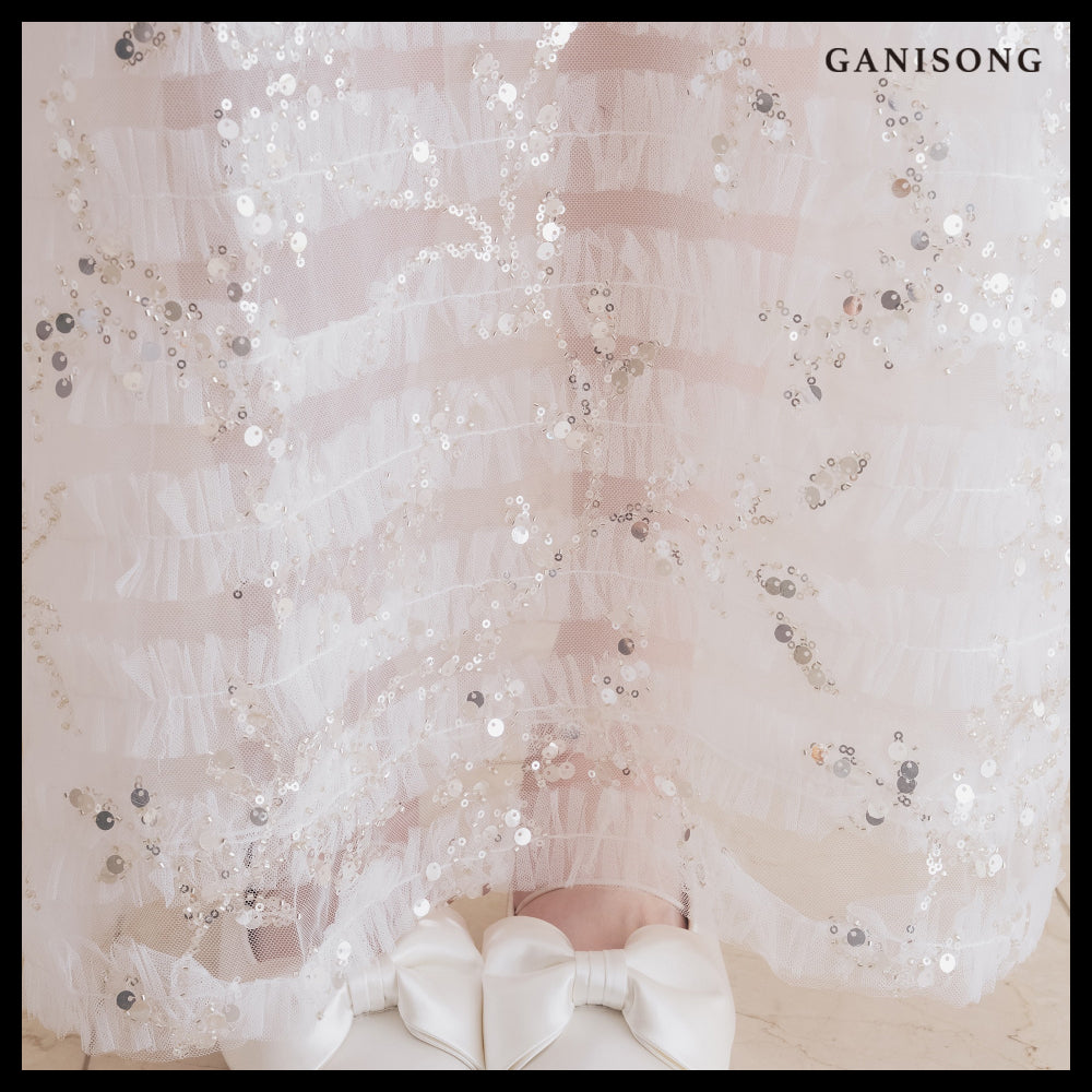【GANISONG】Bridal Afterglow Dress White