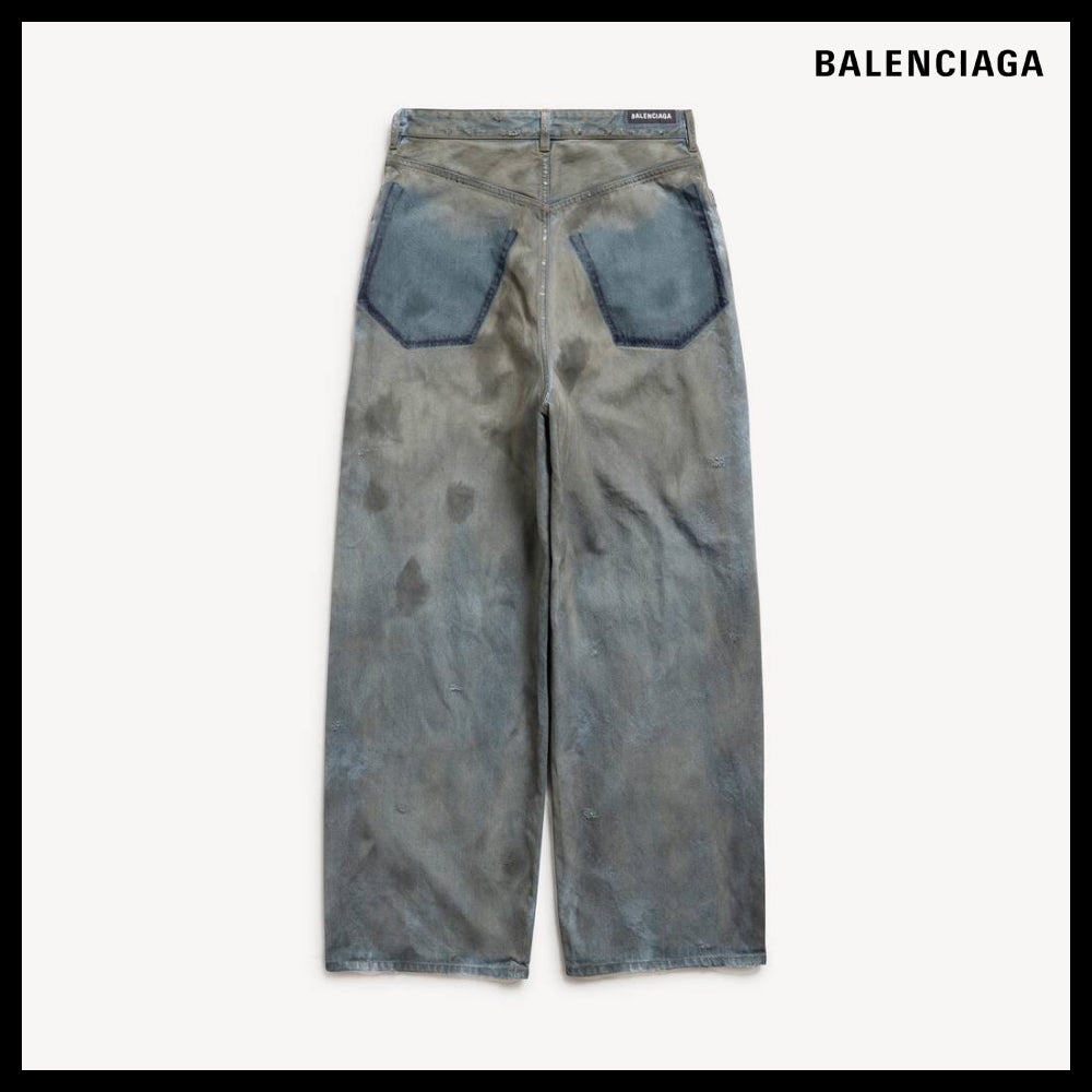 【BALENCIAGA】Patched Pocket Baggy Jeans Blue