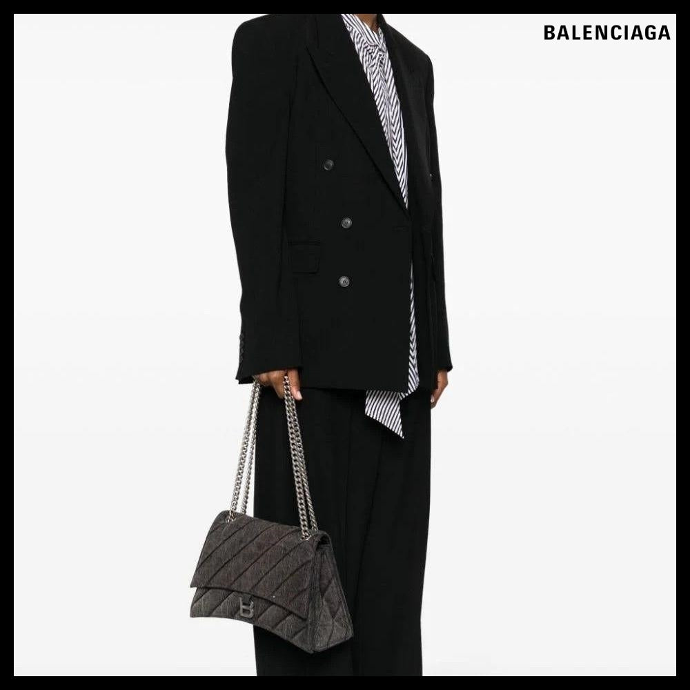 【BALENCIAGA】Crush Large Chain Bag Quilted Denim