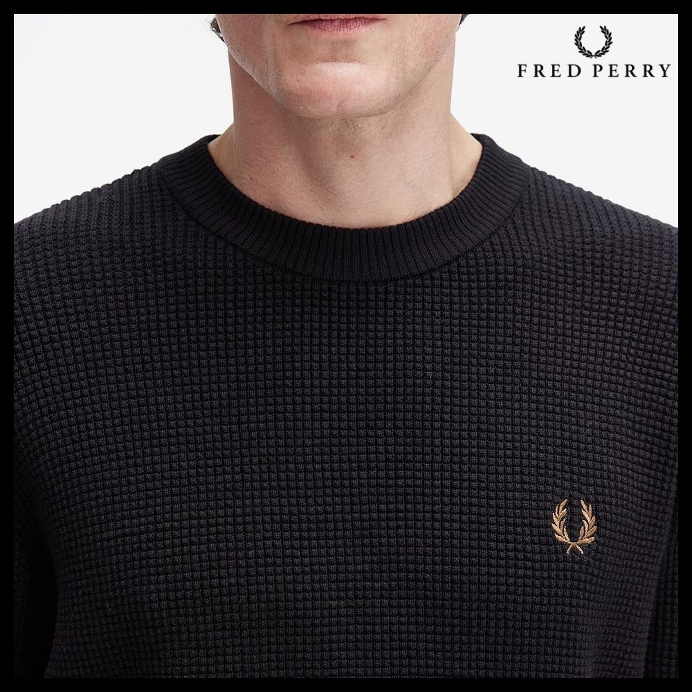 ◆FRED PERRY◆ ニット Knit Black ワッフル ロゴ
