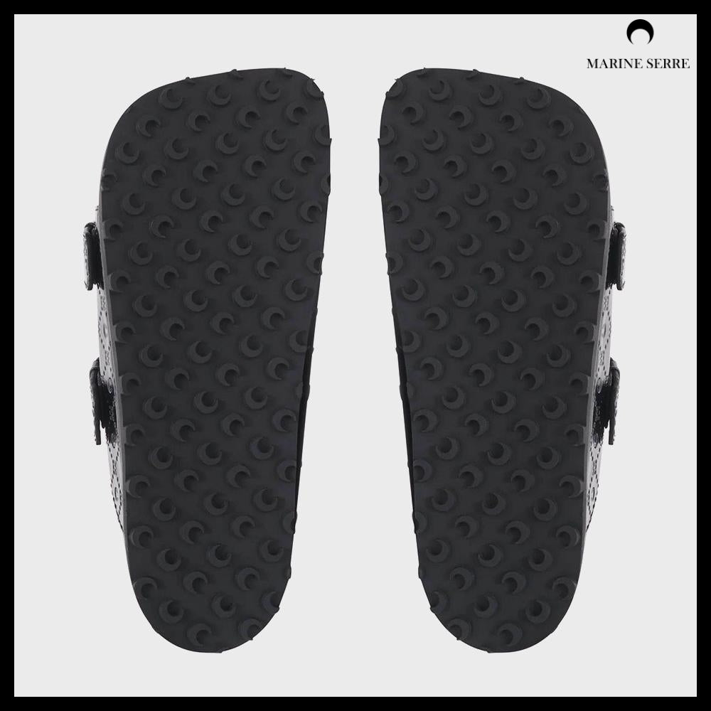 【MARINE SERRE】Women's MOONOGRAM EMBOSSED LEATHER MS SLIDE