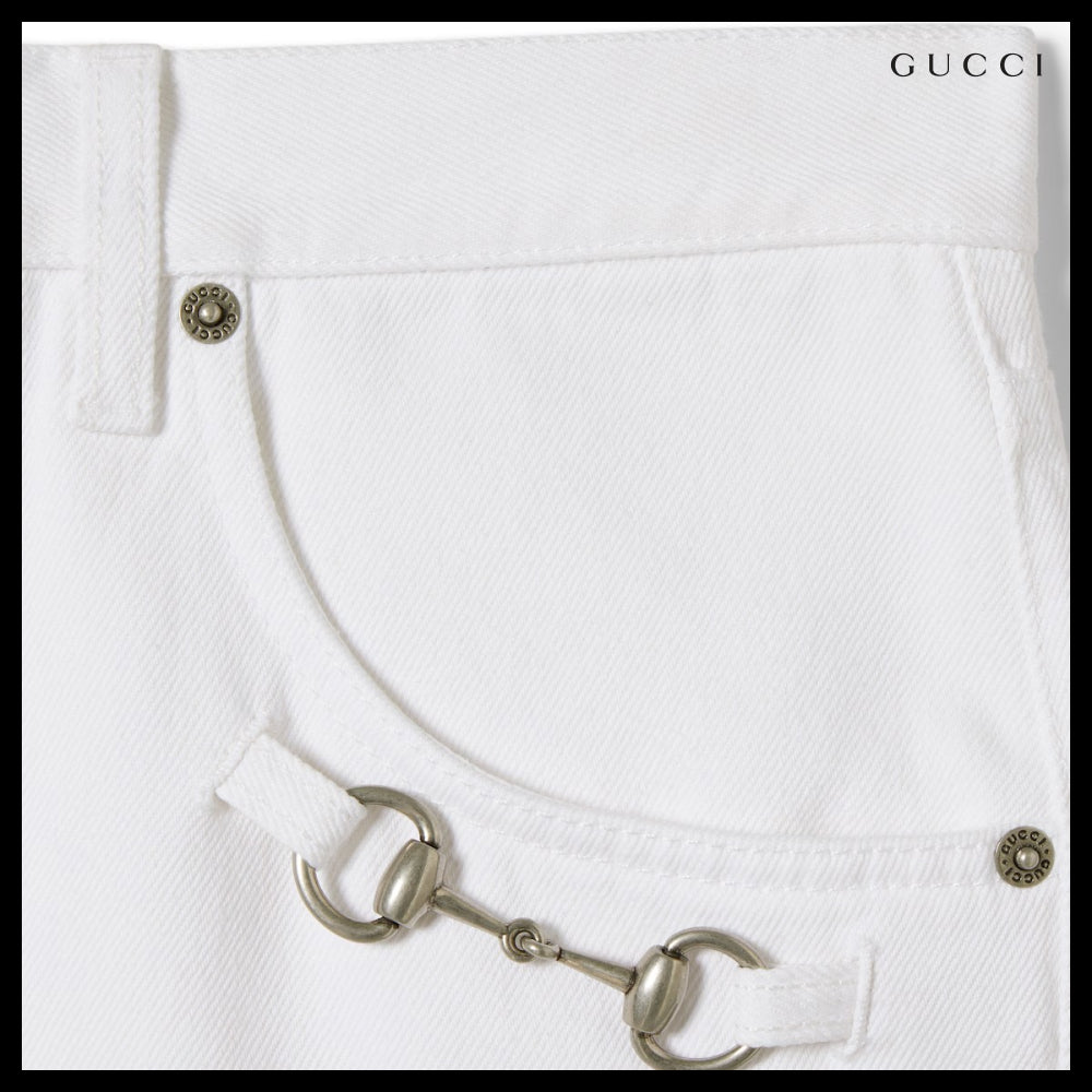 【GUCCI】Cotton Denim Pants With Horsebit Detail