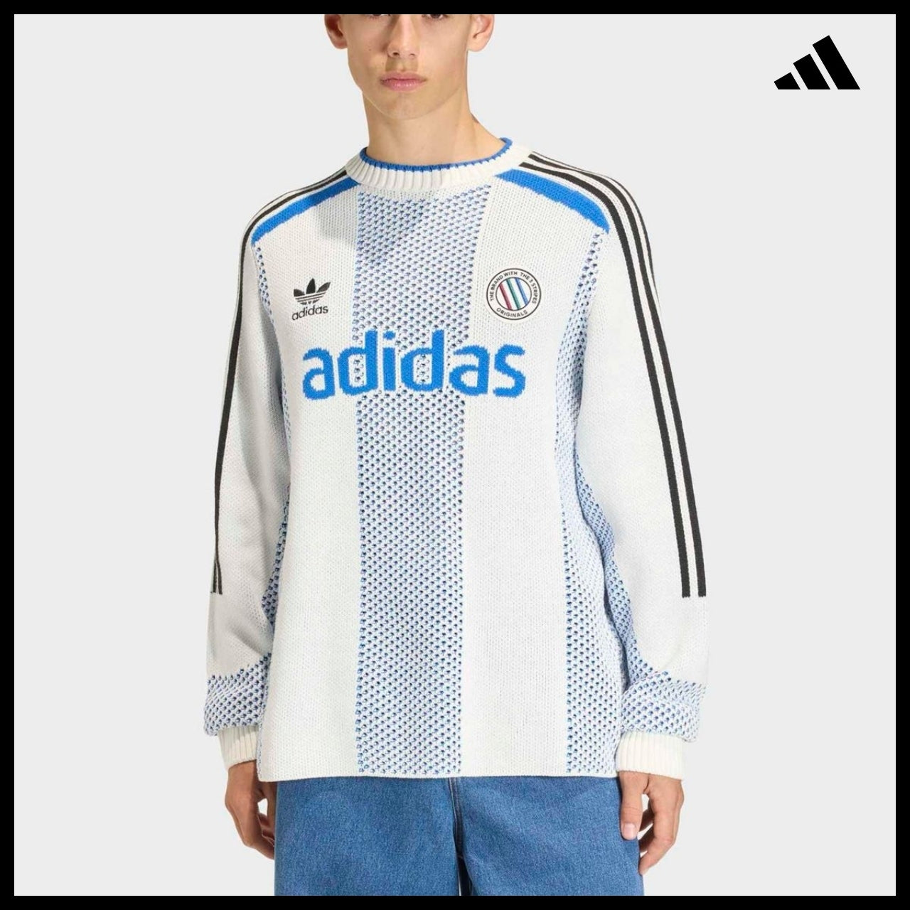 【ADIDAS】Block Core White Lightweight Long Sleeve Knit