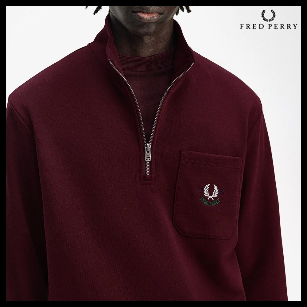 【FREDPERRY】ClubhouseEmbroideredChampionHalfzipSweatshirt