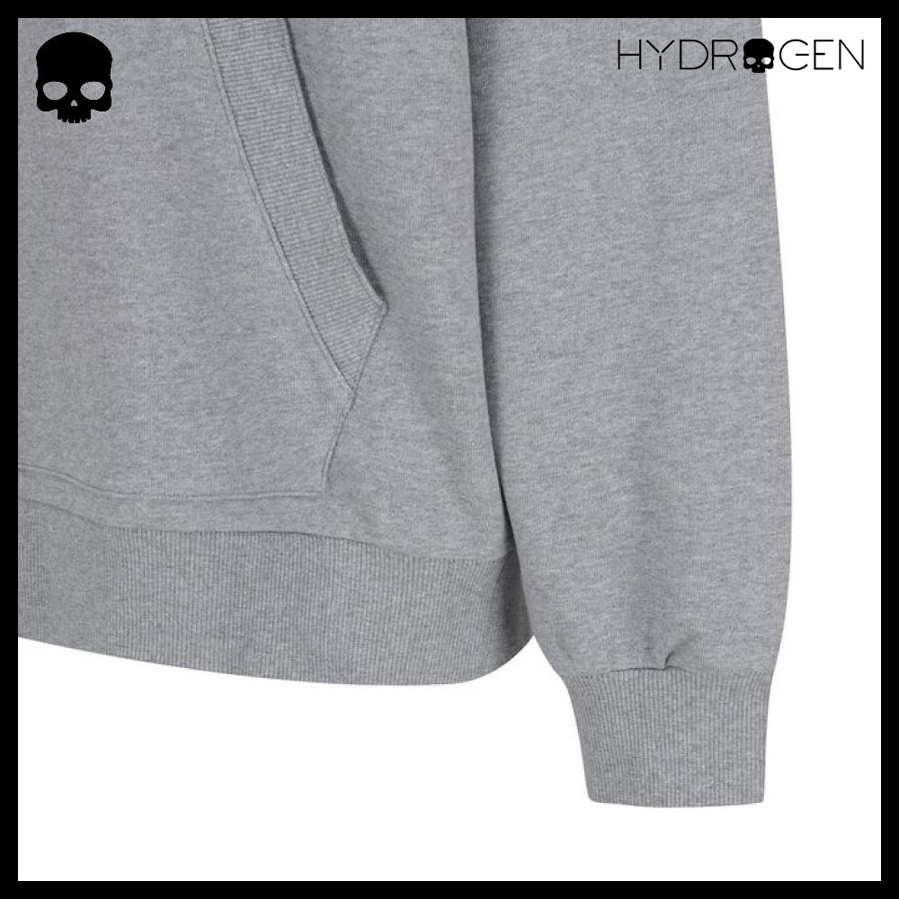 【HYDROGEN】UNI BASIC SKULL LOGO HOODIE MELANGE GREY