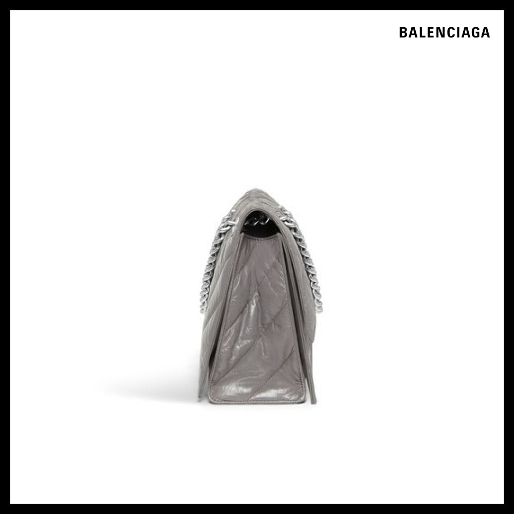 【BALENCIAGA】Crush Medium Chain Bag Dark Grey