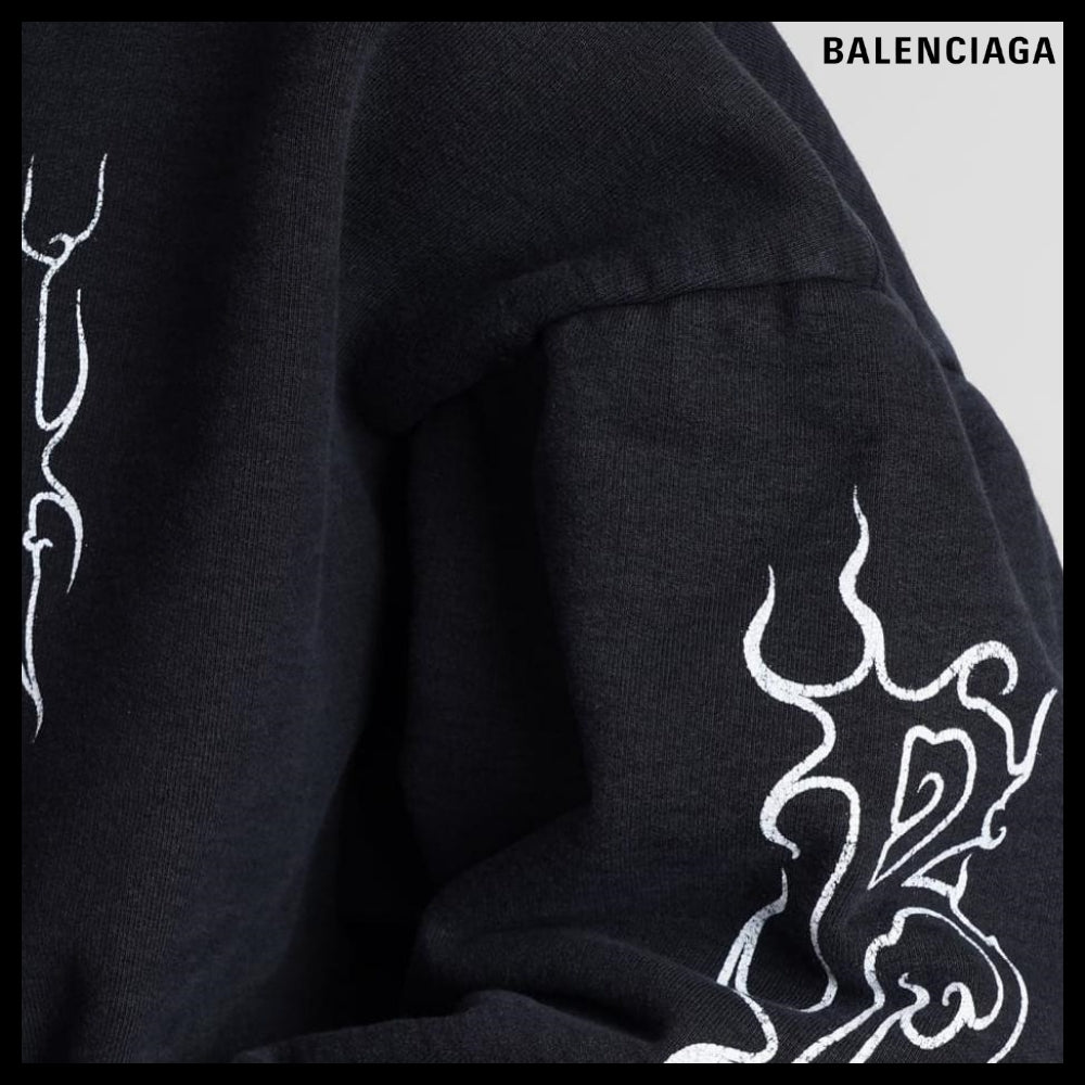 【BALENCIAGA】Darkwave Round Hoodie Oversized Black