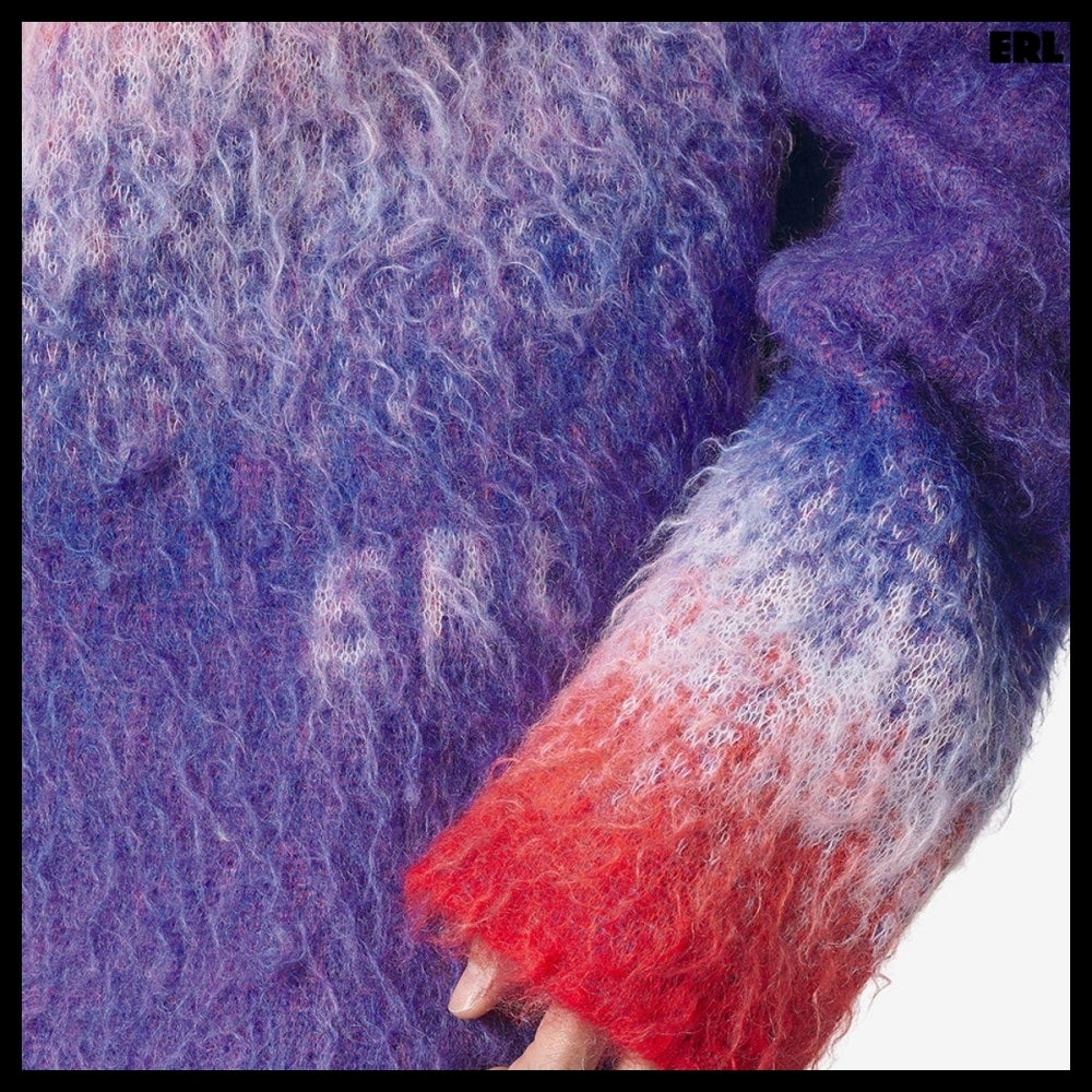 【ERL】Gradient Mohair Blend Knit Red
