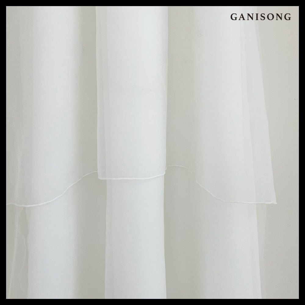 【GANISONG】Bridal Ribbon Tulle Dress White