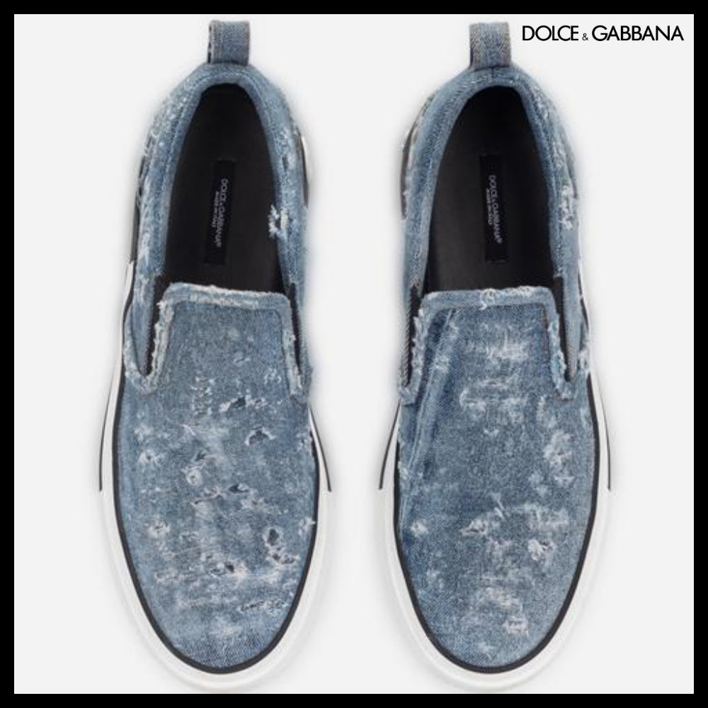 【Dolce & Gabbana】DENIM PATCHWORK CUSTOM 2.ZERO SLIP-ON