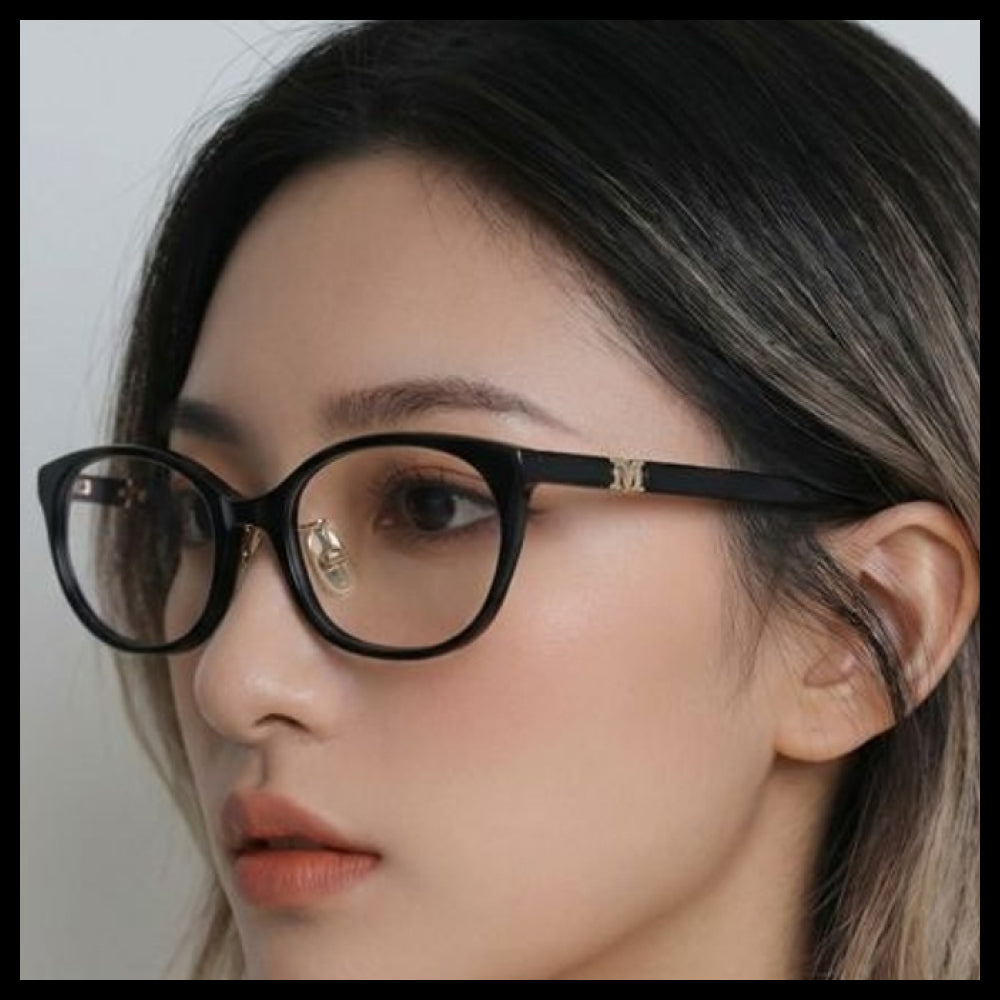 【Max Mara】Black Horn-Rimmed Eyeglasses Asian Fit Unisex